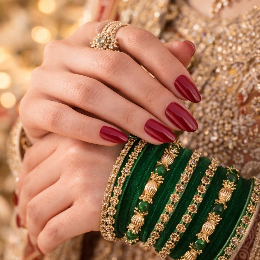 1.5 Dozen Green Velvet Glass & Handmade Flower Bangles – Size 2.6 | New Wedding